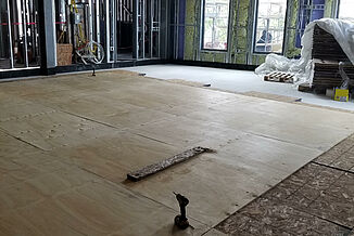 College of the Holy Cross - REGUPOL acoustics Installation A view of the extensive installation process of REGUPOL acoustics products in the College of the Holy Cross.